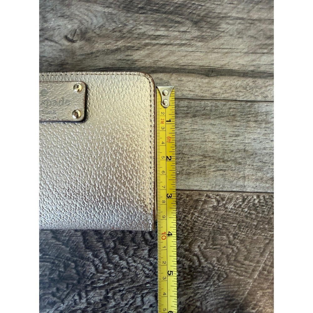 Kate Spade Bifold Wallet Gold Metallic Pebbled Leather Designer Glam Chic - Picture 7 of 8